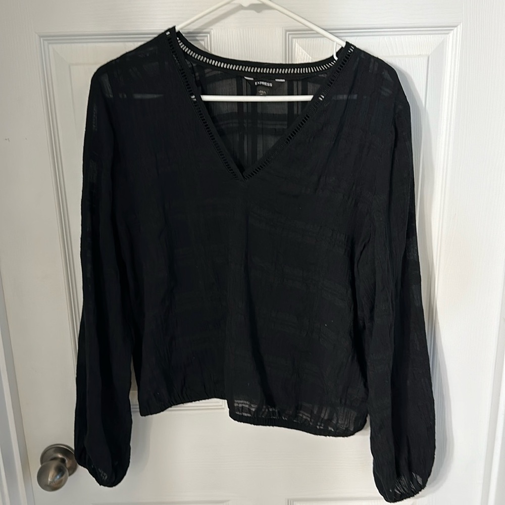 Express Black V-Neck long Sleeve Elastic Waist & sleeves Size Medium